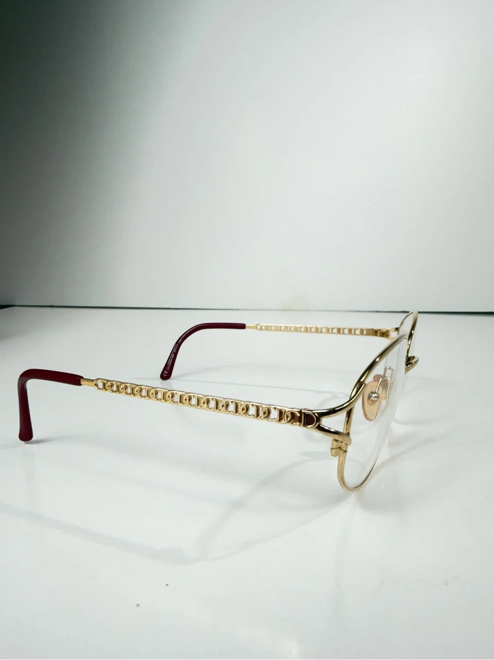 VTG Christian Dior CD 2045A 46F Gold Monogram Chain Link Frames Full VFC Set